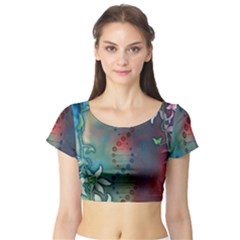 Flower Dna Short Sleeve Crop Top by RobLilly
