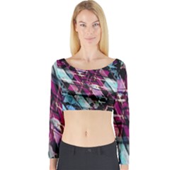 Matrix Grunge Print Long Sleeve Crop Top