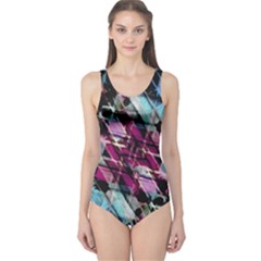 Matrix Grunge Print One Piece Swimsuit