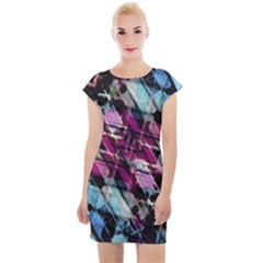 Matrix Grunge Print Cap Sleeve Bodycon Dress