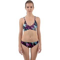 Matrix Grunge Print Wrap Around Bikini Set