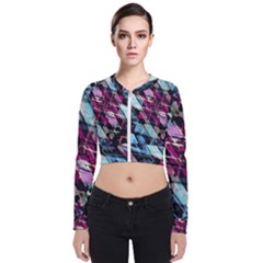 Matrix Grunge Print Long Sleeve Zip Up Bomber Jacket