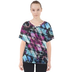 Matrix Grunge Print V-Neck Dolman Drape Top