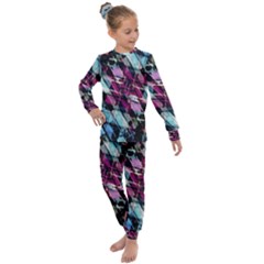 Matrix Grunge Print Kids  Long Sleeve Set 