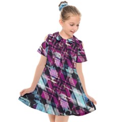 Matrix Grunge Print Kids  Short Sleeve Shirt Dress