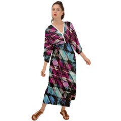 Matrix Grunge Print Grecian Style  Maxi Dress