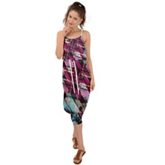 Matrix Grunge Print Waist Tie Cover Up Chiffon Dress