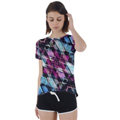 Matrix Grunge Print Short Sleeve Foldover Tee