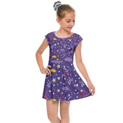 Pattern cute clouds stars Kids  Cap Sleeve Dress