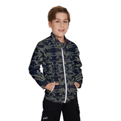 Stylized Golden Ornate Nature Motif Print Kids  Windbreaker by dflcprintsclothing