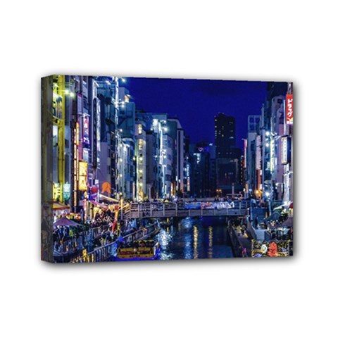 Dotonbori Night Scene - Osaka, Japan Mini Canvas 7  X 5  (stretched) by dflcprintsclothing