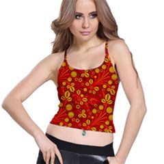 Seamless pattern slavic folk style Spaghetti Strap Bra Top