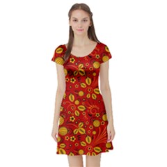 Seamless pattern slavic folk style Short Sleeve Skater Dress