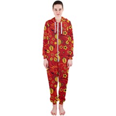 Seamless pattern slavic folk style Hooded Jumpsuit (Ladies) 