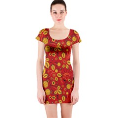 Seamless pattern slavic folk style Short Sleeve Bodycon Dress