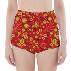 Seamless pattern slavic folk style High-Waisted Bikini Bottoms