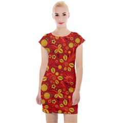 Seamless pattern slavic folk style Cap Sleeve Bodycon Dress