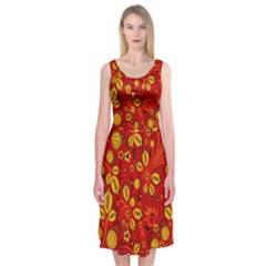 Seamless pattern slavic folk style Midi Sleeveless Dress