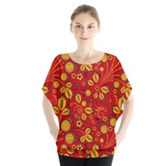 Seamless pattern slavic folk style Batwing Chiffon Blouse