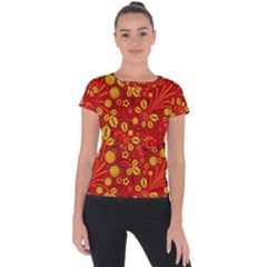 Seamless pattern slavic folk style Short Sleeve Sports Top 