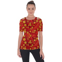 Seamless pattern slavic folk style Shoulder Cut Out Short Sleeve Top