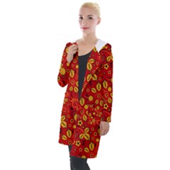 Seamless pattern slavic folk style Hooded Pocket Cardigan