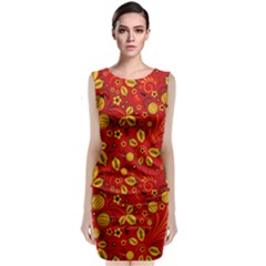 Seamless pattern slavic folk style Sleeveless Velvet Midi Dress