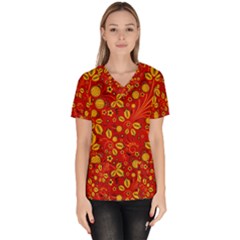 Seamless pattern slavic folk style Women s V-Neck Scrub Top