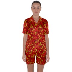 Seamless pattern slavic folk style Satin Short Sleeve Pyjamas Set