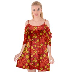 Seamless pattern slavic folk style Cutout Spaghetti Strap Chiffon Dress