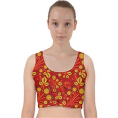 Seamless pattern slavic folk style Velvet Racer Back Crop Top