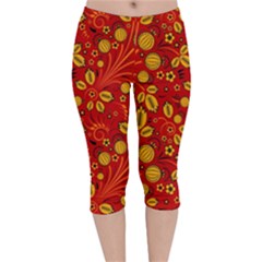 Seamless pattern slavic folk style Velvet Capri Leggings 