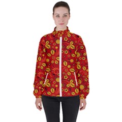 Seamless pattern slavic folk style Women s High Neck Windbreaker