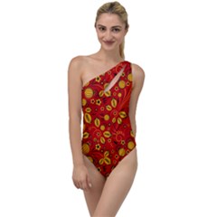 Seamless pattern slavic folk style To One Side Swimsuit