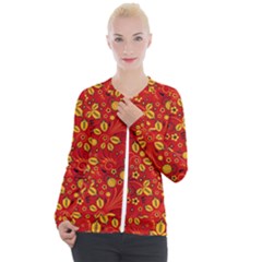 Seamless pattern slavic folk style Casual Zip Up Jacket