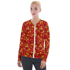 Seamless pattern slavic folk style Velour Zip Up Jacket