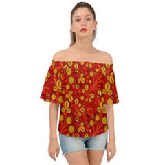 Seamless pattern slavic folk style Off Shoulder Short Sleeve Top