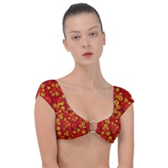 Seamless pattern slavic folk style Cap Sleeve Ring Bikini Top