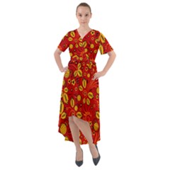 Seamless pattern slavic folk style Front Wrap High Low Dress