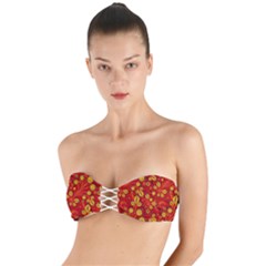 Seamless pattern slavic folk style Twist Bandeau Bikini Top