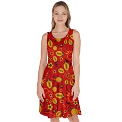 Seamless pattern slavic folk style Knee Length Skater Dress With Pockets