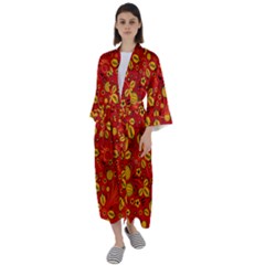 Seamless pattern slavic folk style Maxi Satin Kimono