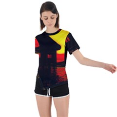 Ocean Dreaming Asymmetrical Short Sleeve Sports Tee