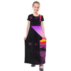 Ocean Dreaming Kids  Short Sleeve Maxi Dress