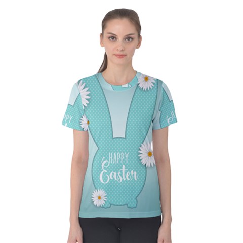 Easter Bunny Cutout Background 2402 Women s Cotton Tee by catchydesignhill