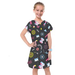 Memphis Design Seamless Pattern Kids  Drop Waist Dress