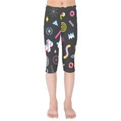 Memphis Design Seamless Pattern Kids  Capri Leggings 