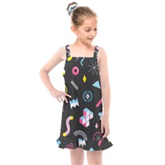 Memphis Design Seamless Pattern Kids  Overall Dress by BangZart