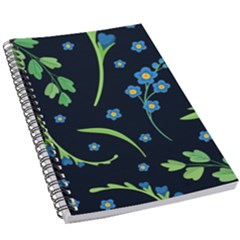 Abstract Wildflowers Dark Blue Background-blue Flowers Blossoms Flat Retro Seamless Pattern Daisy 5 5  X 8 5  Notebook