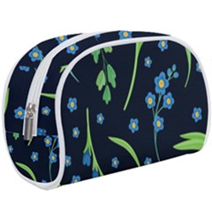 Abstract Wildflowers Dark Blue Background-blue Flowers Blossoms Flat Retro Seamless Pattern Daisy Makeup Case (large)